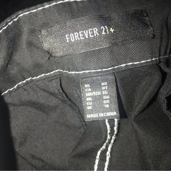 Wide Legged Black Overalls with Button Detail and White‎ Stitching - Picture 7 of 14